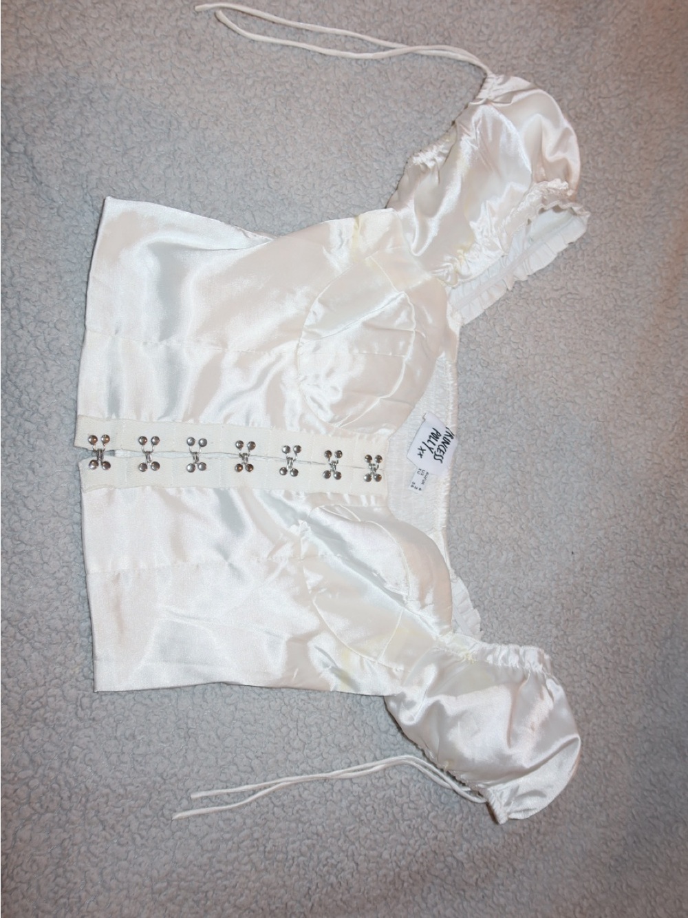 Princess Polly Ivory Satin Corset Top with Hook Detail